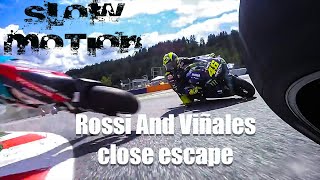 Valentino Rossi's Heart-Stopping Narrow Escape in Slow Motion