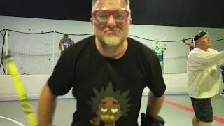 Ball Hockey Drone 013 Funny Highlights of Gameplay Action filmed by flying drone camera