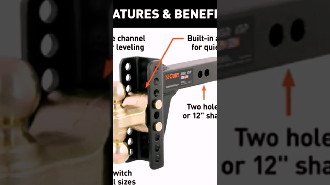 CURT 45900 Adjustable Trailer Hitch Ball Mount, 2 Inch Receiver, 6 Inch Drop, 5 14 Inch Rise