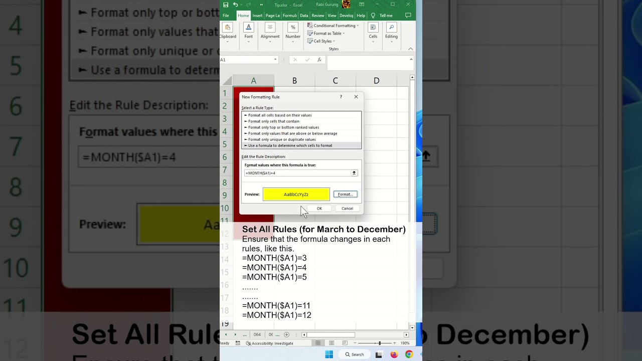 Изменение цвета ячейки в зависимости от месяца, указанного в ячейке &mdash; советы и подсказки по Excel...