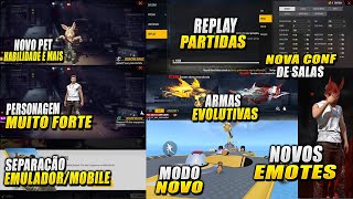 30 NOVIDADES DA ATUALIZAÇÃO! SEPARAR EMULADOR MOBILE, EMOTES, PERSONAGENS, MODOS DE JOGO, PETS, ETC!