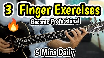 3 Basic Finger Exercises - Become Professional - 5 Minutes Daily-Increase Speed On Guitar Beginners