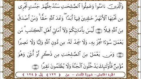 سورة النساء من الأية  122 -124بصوت الشيخ على جابر