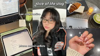 SLICE OF LIFE 🌟 updated haircare routine, new year resolutions, grad school update &amp; living alone