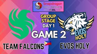 TEAM FALCONS vs EVOS HOLY Game 2 | Snapdragon Mobile Challenge Group Stage | Season 6 | Day 1