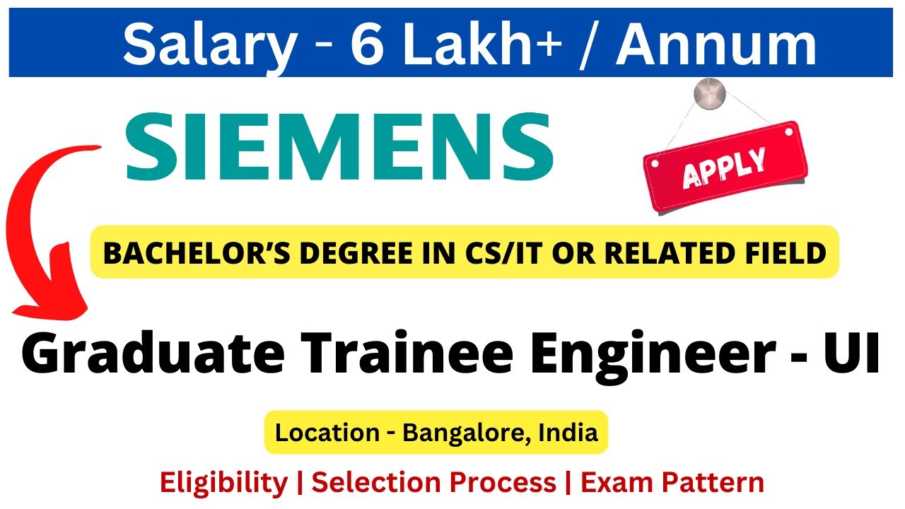 SIEMENS off Campus Drive for Fresher 2023/2024 | Graduate Trainee ...