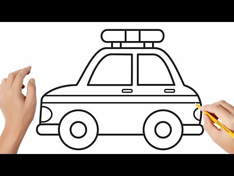 englishCómo dibujar un carro de policía | Dibujos sencillos