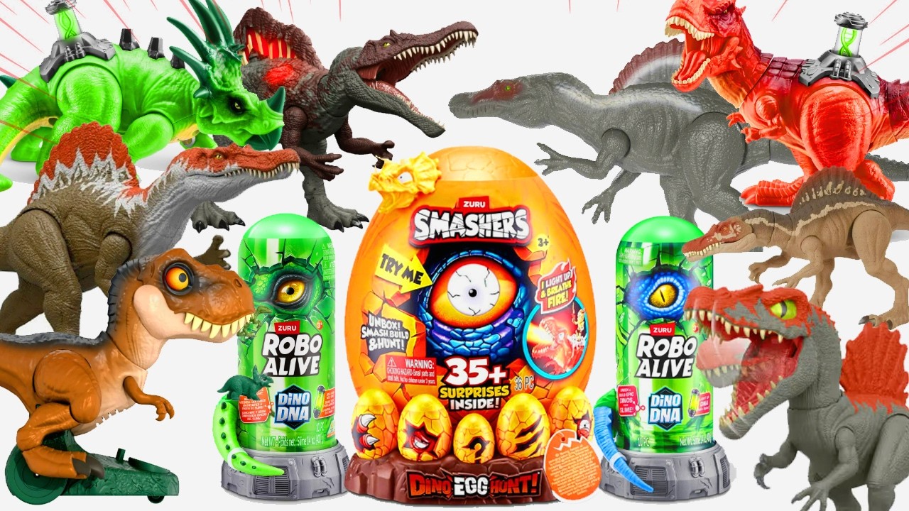 MỞ HỘP REVIEW KHỦNG LONG BẠO CHÚA T-REX VS KHỦNG LONG CÁ SẤU SPINO TRỨNG KHỦNG LONG ZURU SMASHERS 35