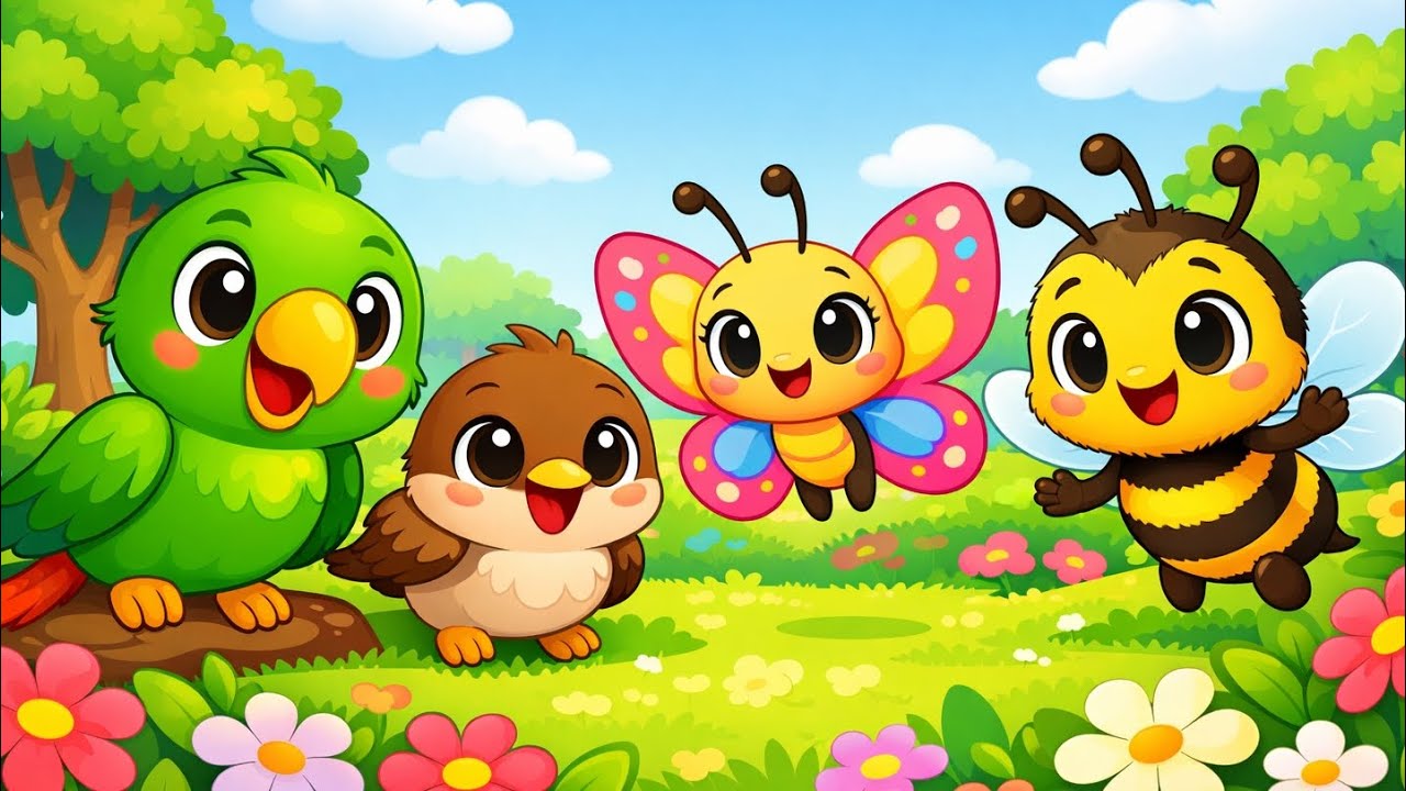 Birds & Insects Rhymes for Babies 🐦🦋 | Tota Chidiya Titli Madhumakhi ...