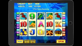 DOLPHIN TREASURE Video Slot Game with a RETRIGGERED FREE SPIN BONUS