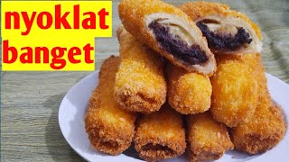 CARA MEMBUAT ROTI TAWAR GORENG ISI PISANG COKLAT KEJU~RENYAH DILUAR LUMER DIDALAM