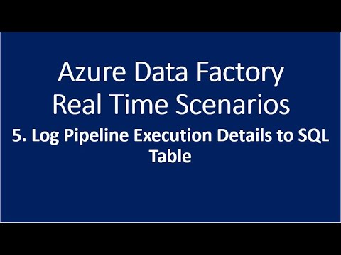 6. Log Pipeline Executions to SQL Table using Azure Data Factory