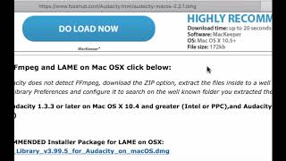 Installing Audacity with the mp3 library on a Mac