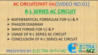R-L SERIES AC CIRCUIT ( PART 1/4) EASY EXPLANATION