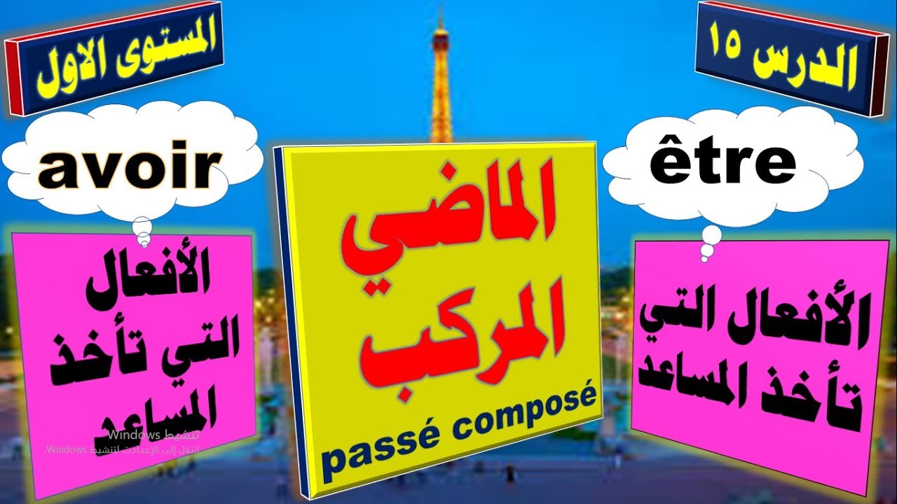 تعلم اللغة الفرنسية بسرعة وسهولة - الزمن الماضي المركب (1) والأفعال التي تأخذ être(الدرس الخامس عشر)