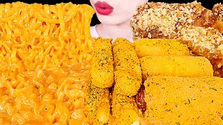 ASMR MUKBANG｜CHEESY CARBO FIRE NOODLES, CHICKEN, CHEESE STICK, CORN DOG 꾸덕 까르보 불닭볶음면, 뿌링클, 마법클 치킨 먹방