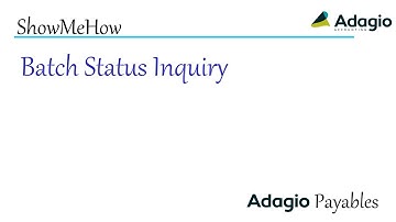 Adagio Payables - Batch Status Inquiry