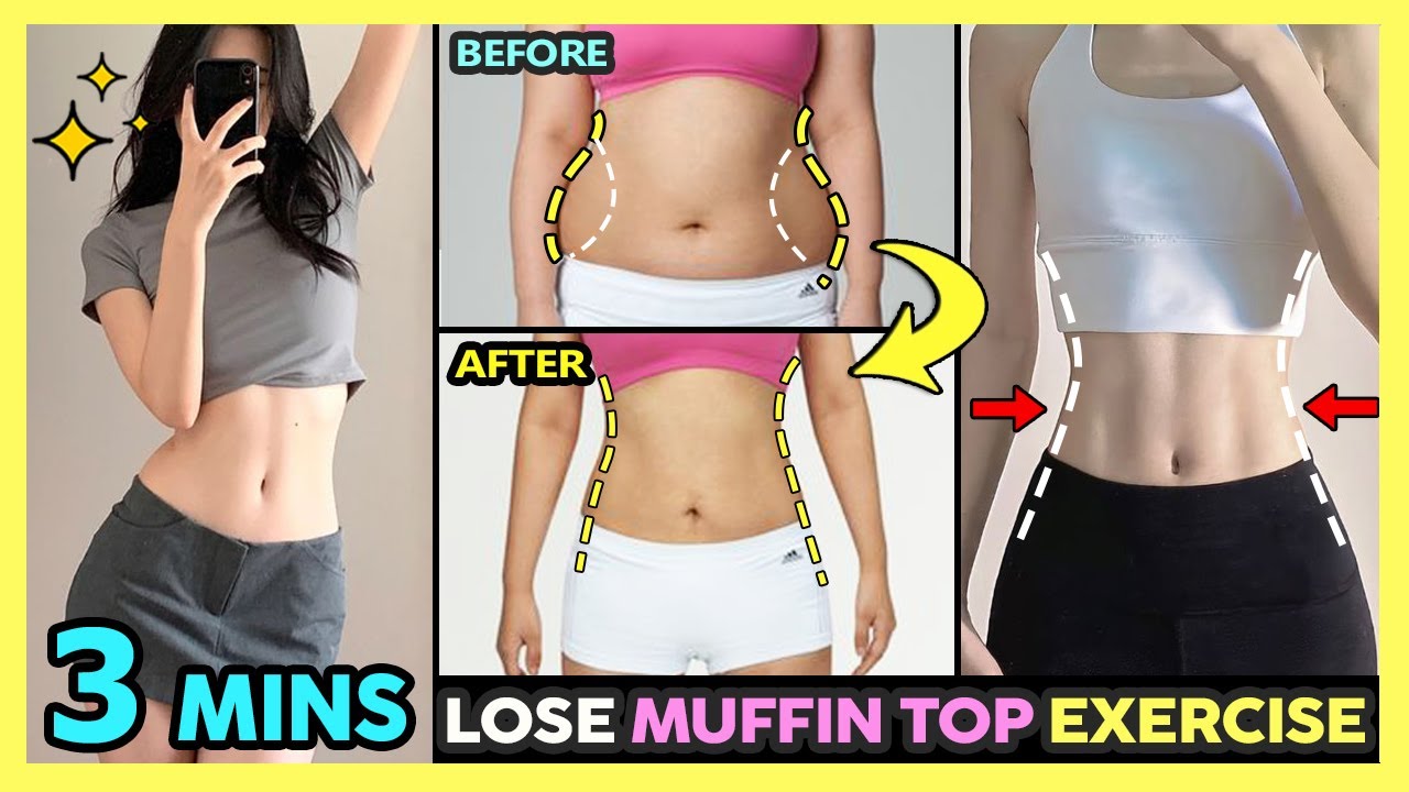 🔥3 MINS LOSE MUFFIN TOP FAT EXERCISE  Slim waist, Lose love handles for  beginners (Lying down) 