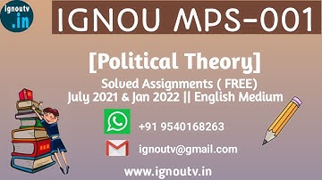 IGNOU MPS-01 Solved Assignment July 2021 & Jan 2022 [FREE] || MPS || MPS-001 || IGNOU TV || IGNOU ||