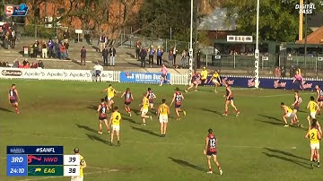 Round 15 SANFL Snapshot - Eagle Tyson Stengle kicks a checkside snap