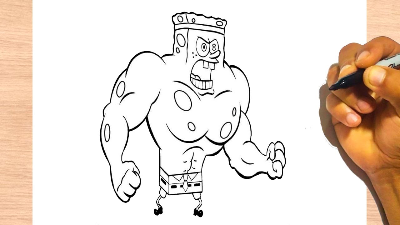 How to Draw SPONGEBOB MUSCLE easy - Drawing Step by Step - YouTube