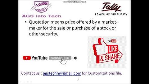 How to Create Quotation  or Quotation Management in Tally ERP 9