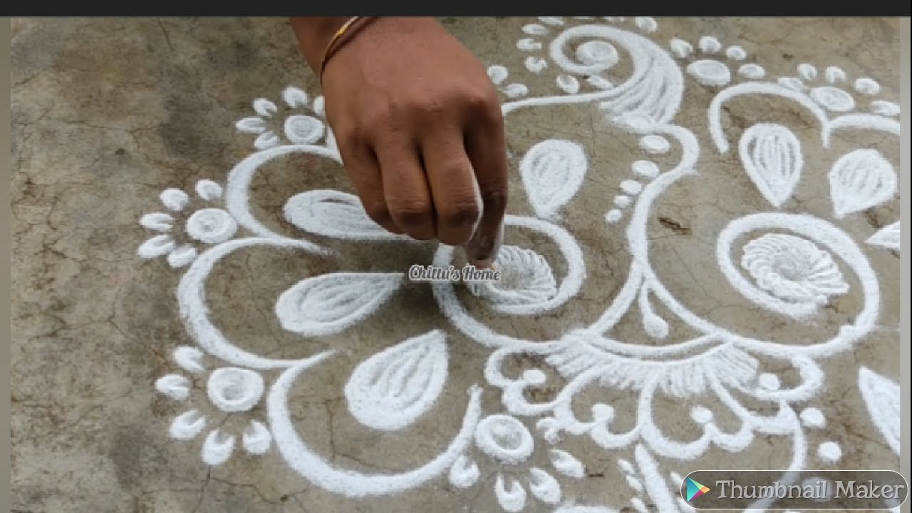 Morning rangoli/ creative art/ simple color rangoli - YouTube