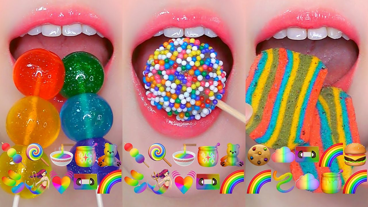 ASMR 30 MINUTES RAINBOW DESSERTS EMOJI FOOD CHALLENGE 🌈 30분 무지개 이모지 먹방 모음집 EATING SOUNDS MUKBANG