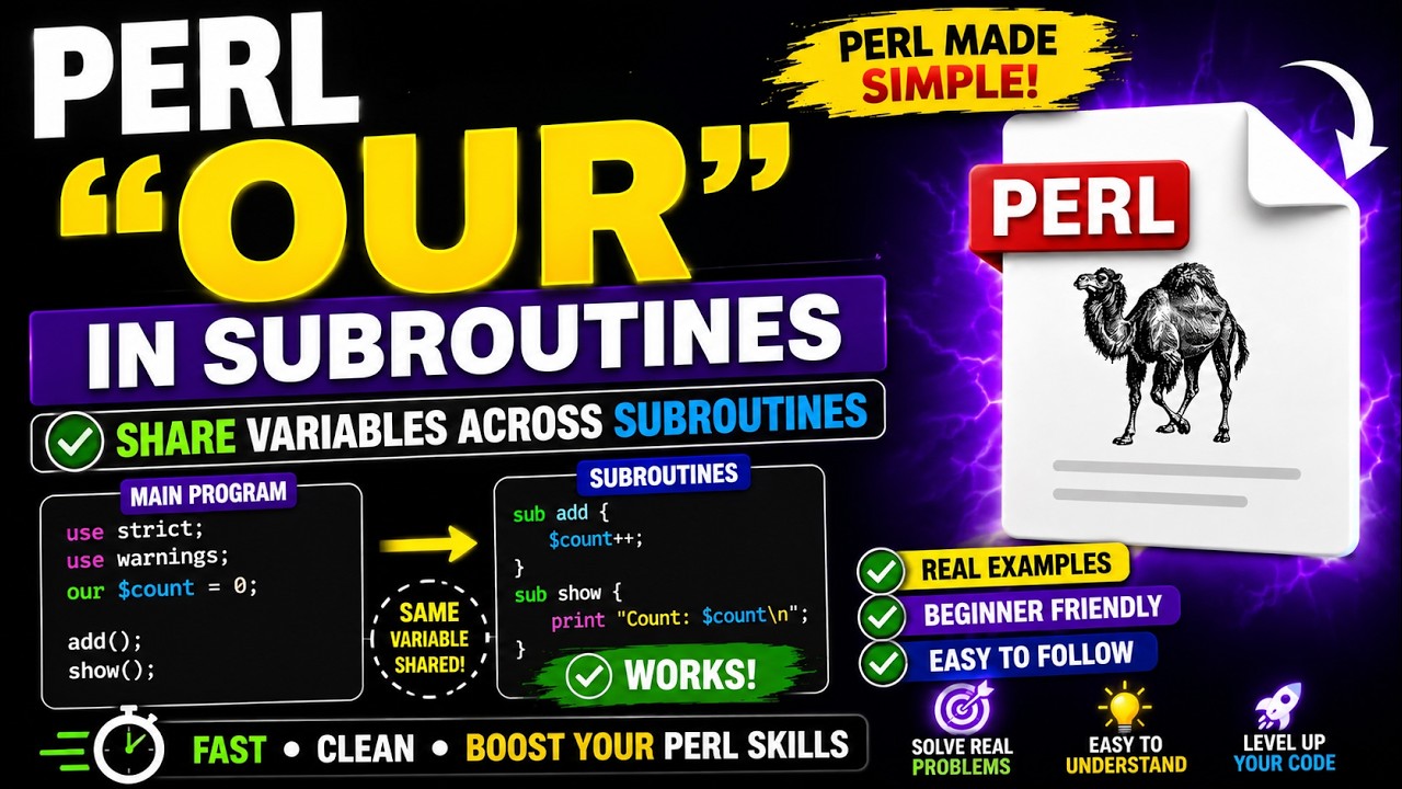 Perl OUR Explained With Subroutines 🔥 Real Beginner Example That ...