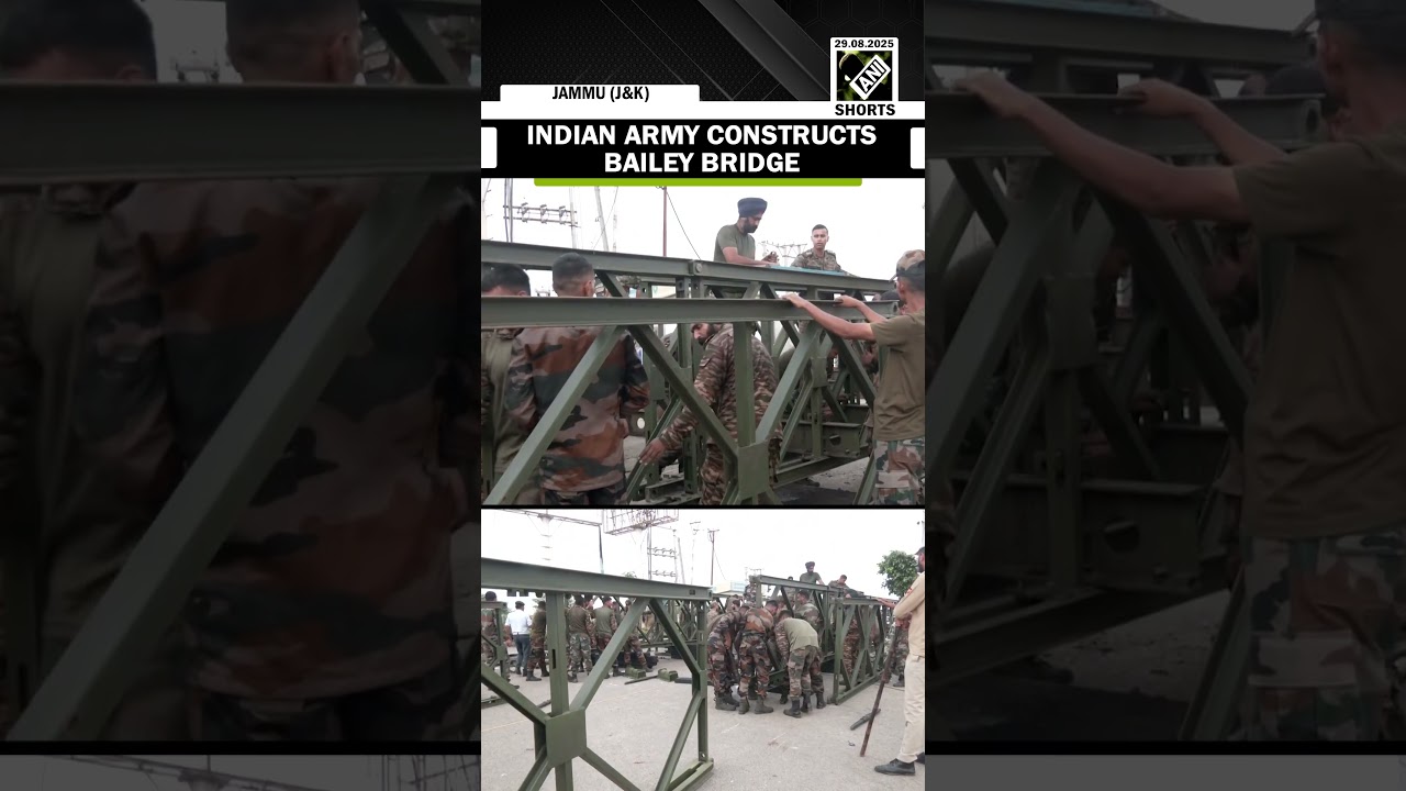 Indian Army constructs broken Bailey Bridge due to heavy rainfall