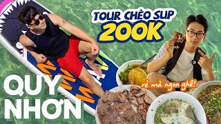 FOOD TOUR QUY NHƠN // Khám phá tour chèo Sup bãi dứa 200k, cùng ăn bún rạm, nem chả Lợi, cút lộn me