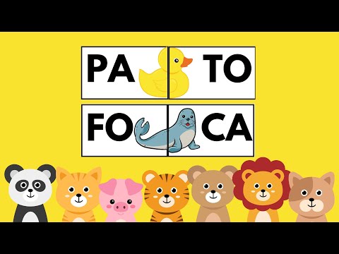 Quebra-cabeça de palavras - Nomes de animais - Alfabetização