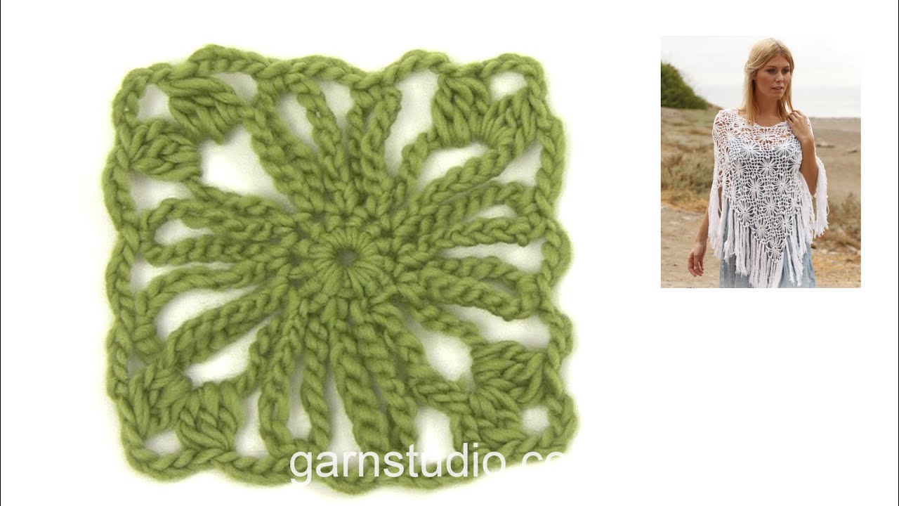 How to crochet the square in DROPS 137-16 - YouTube