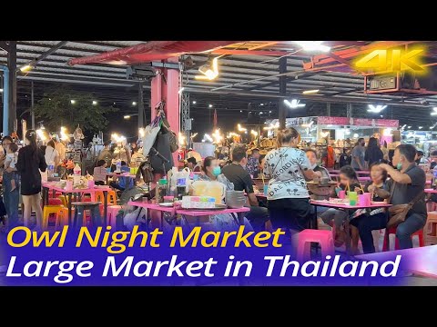 4K🇹🇭 Owl Market - Largest Night Market in Nonthaburi Thailand (Bangkok Mrt Line) / ตลาดนกฮูก