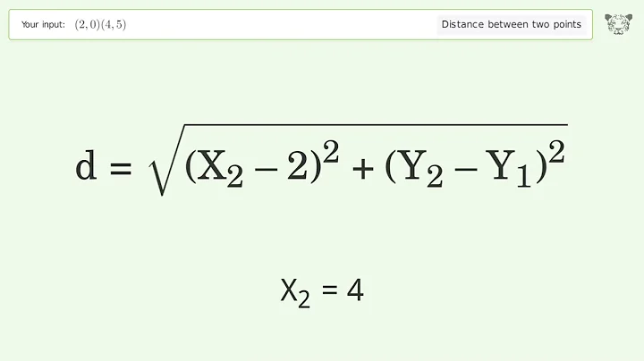 Find the distance between two points p1 (2,0) and p2 (4,5): Step-by-Step Video Solution