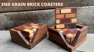 End Grain Brick Style Coasters with Walnut Caddie **Cutting board scrap build