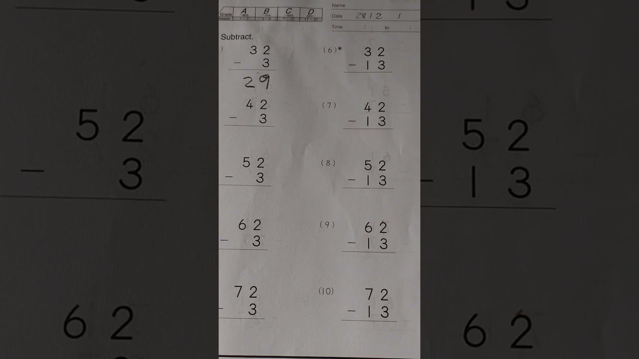 Two digit subtraction B131 - YouTube