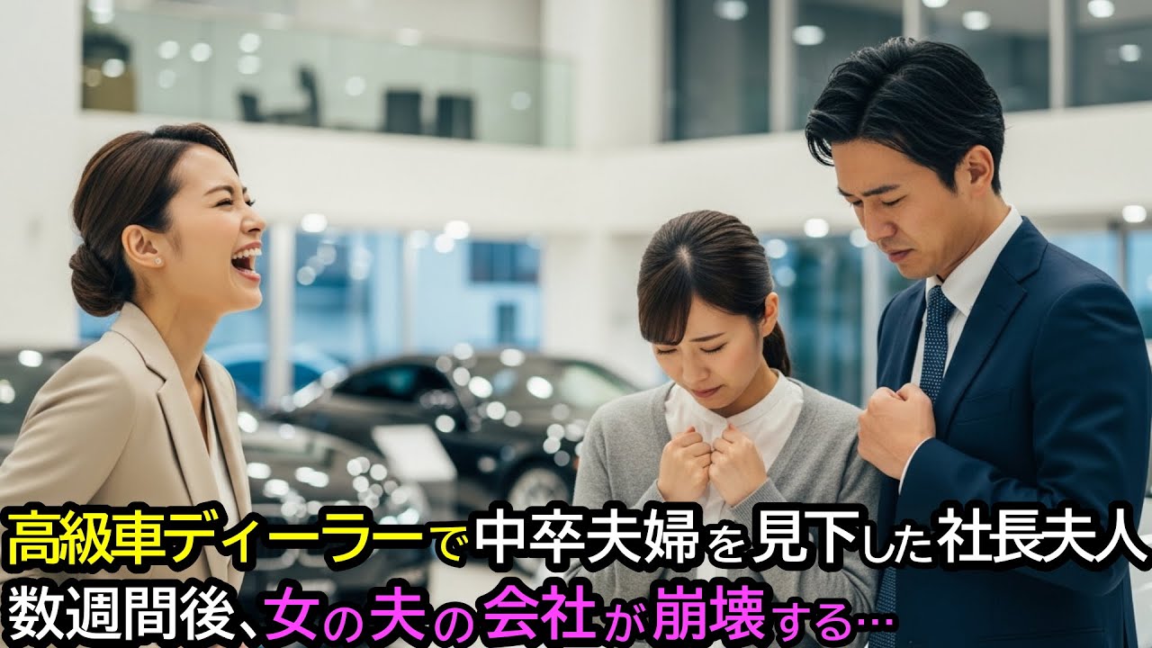 高級車ディーラーで中卒夫婦を見下した社長夫人。数週間後、女の夫の会社が崩壊する…