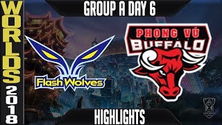 FW vs PVB Highlights | Worlds 2018 Group A Day 6 | Flash Wolves(LMS) vs Phong Vu Buffalo(VCS)