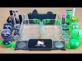 BLACK vs GREEN SLIME Mixing makeup and glitter into Clear Slime Satisfying Slime Videos