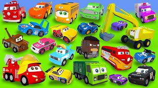 Stories with Fire Truck, Excavator, Train, Police Cars, Garbage Truck, Tractor Construction Vehicles