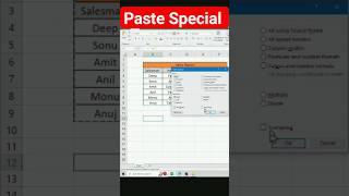 Paste Special Option In MS Excel|shorts viral shortcuts computer excel msexcel