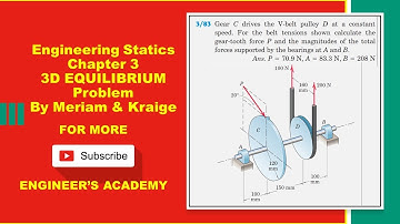 Engineering Statics | P3/83 | 3D Equilibrium | Chapter 3 | 6th ed | Engineers Academy