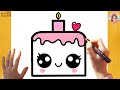 How to Draw a Cute Cake Easy ???????? | Kawaii Cake Drawing & Coloring Step by Step