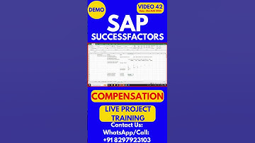 SAP SuccessFactors Compensation Training Online Class 42 21st August 2025 #sapsuccessfactorstraining