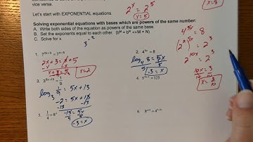 4 5 Video #1 Exponential & Logarithmic Equations