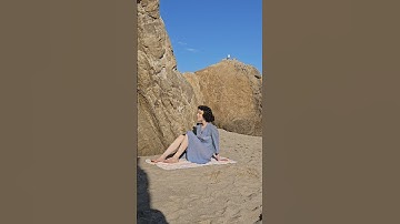 Thumbnail of Someone ended up actually appearing behind the rock at the same time #beach #vintage #malibu #1940s