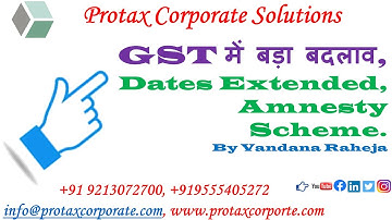 GST Due Dates extended  | GST Amnesty Scheme | Revocation | 3 New Notifications | By Vandana Raheja