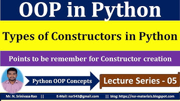 Types of Constructor in Python | Object Oriented Programming in Python | Python OOP Concept | Python