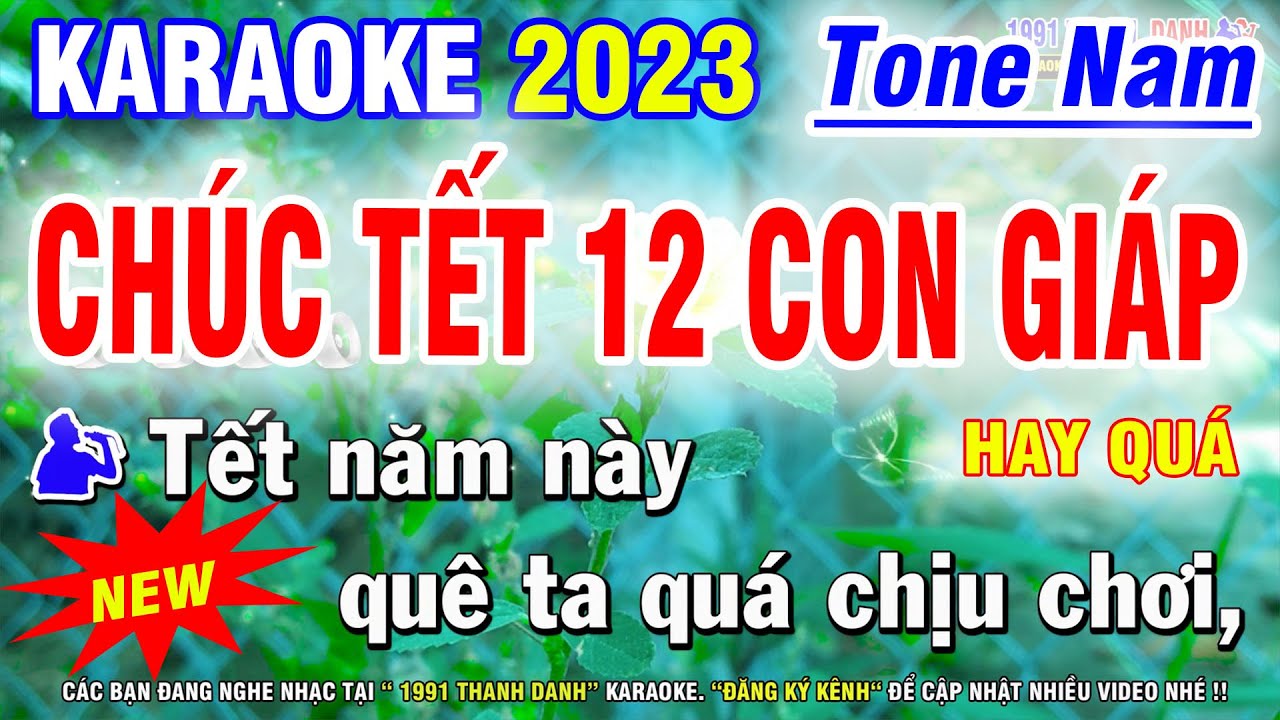 Karaoke Chúc Tết 12 Con Giáp Tone Nam | Karaoke 1991 Thanh Danh